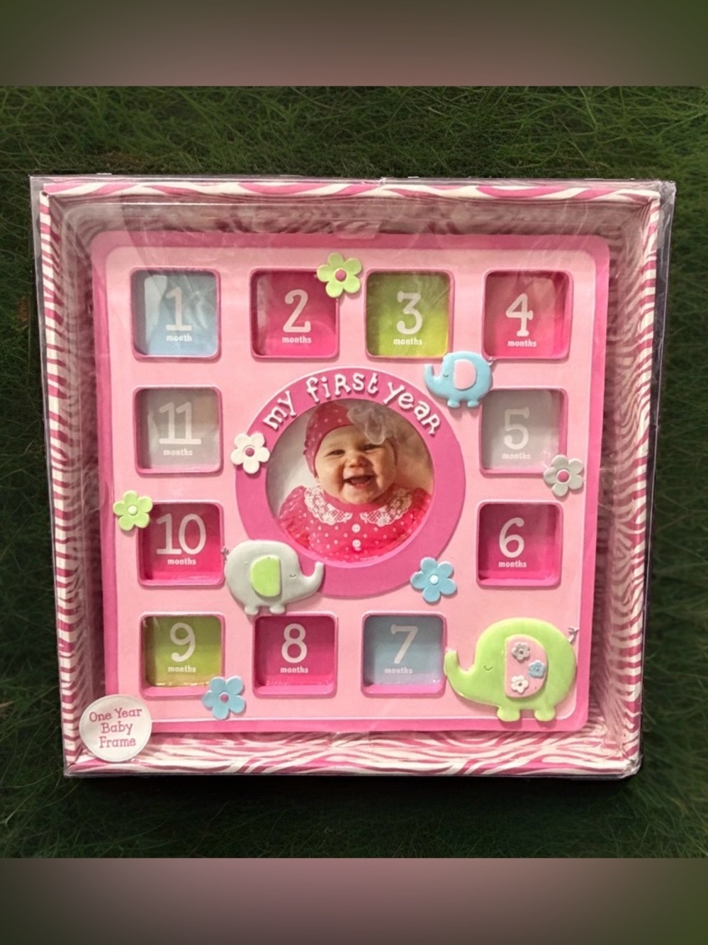 Baby Essentials Pink Resin My First Year 12 Month Milestone Picture Frame New